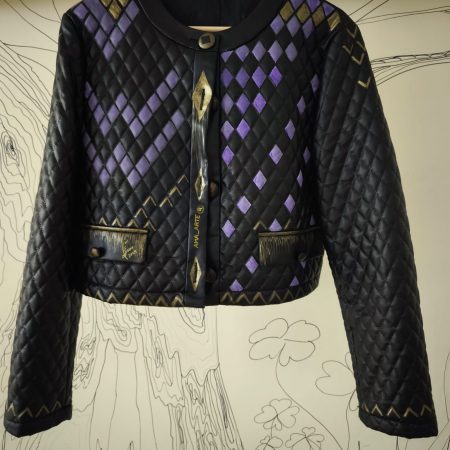 CHAQUETA NEGRA IMITACION CUERO GUATEADO AMA-ARTE